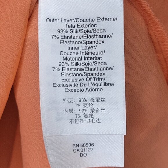 DKNY Orange Silk Blouse, Size M - Picture 5 of 7
